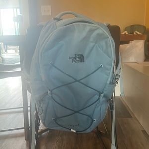 North face jester backpack! light blue, in style.